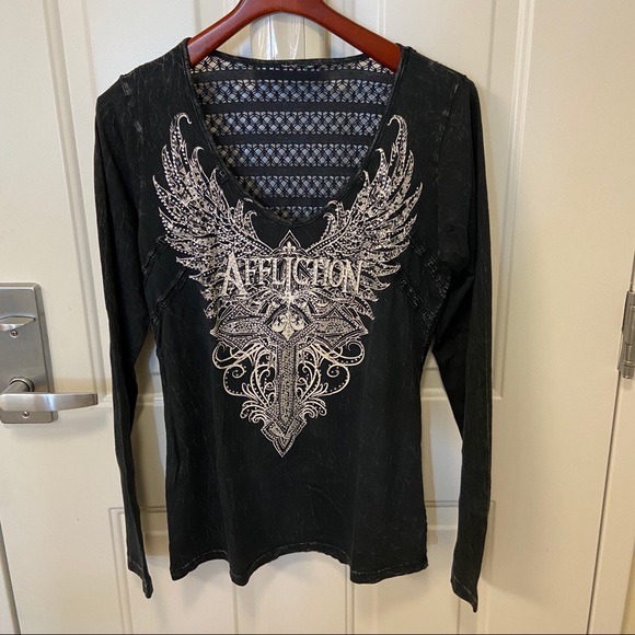 Affliction Woman Long Sleeve Raglan Sanctuary Red